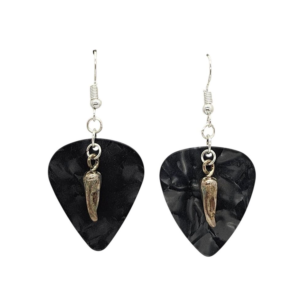 Chili Pepper Charm Guitar Pick Earrings - Choose Color - Handmade in USA